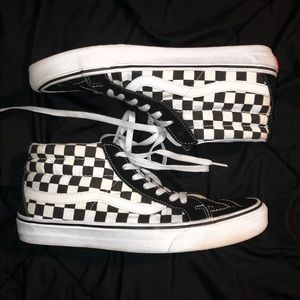 Sk8-Hi Black and White Checkered Vans